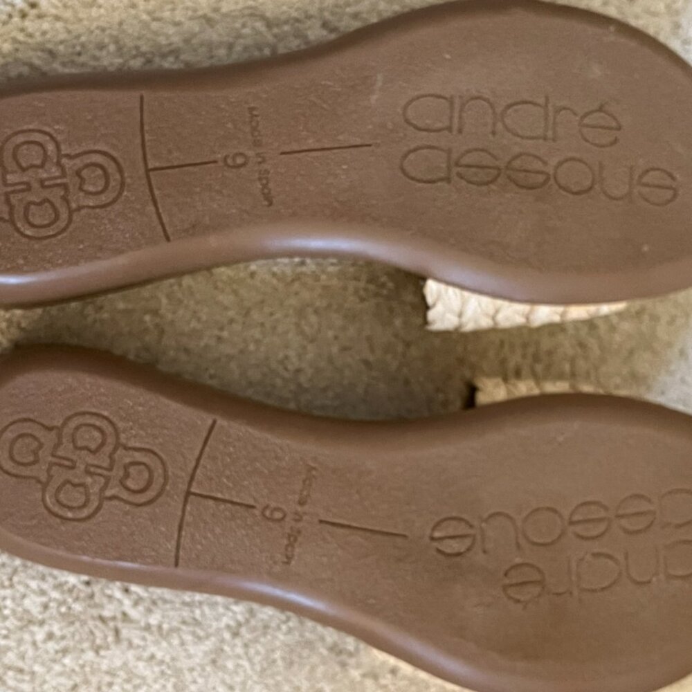 Andre Assous Beige Straw Slides - New - Picture 2 of 6
